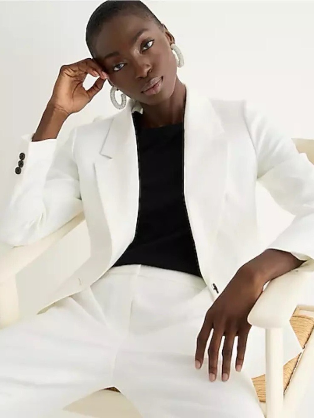 J. Crew Parke Blazer in White Stretch Linen Size 10